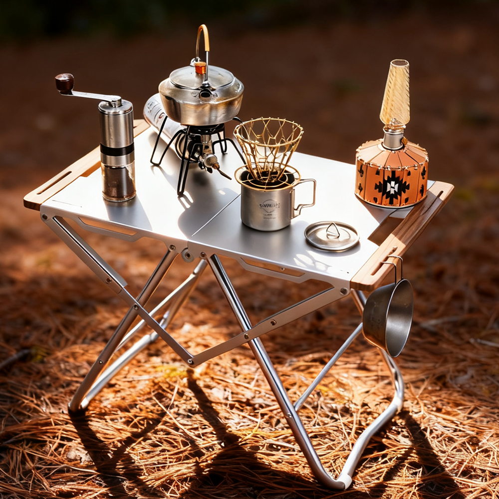 焚き火テーブルステンレス 折りたたみ 焚き火 アウトドア キャンプ 頑耐荷重50KG丈焚火台ローテーブル 収納バッグ付き
