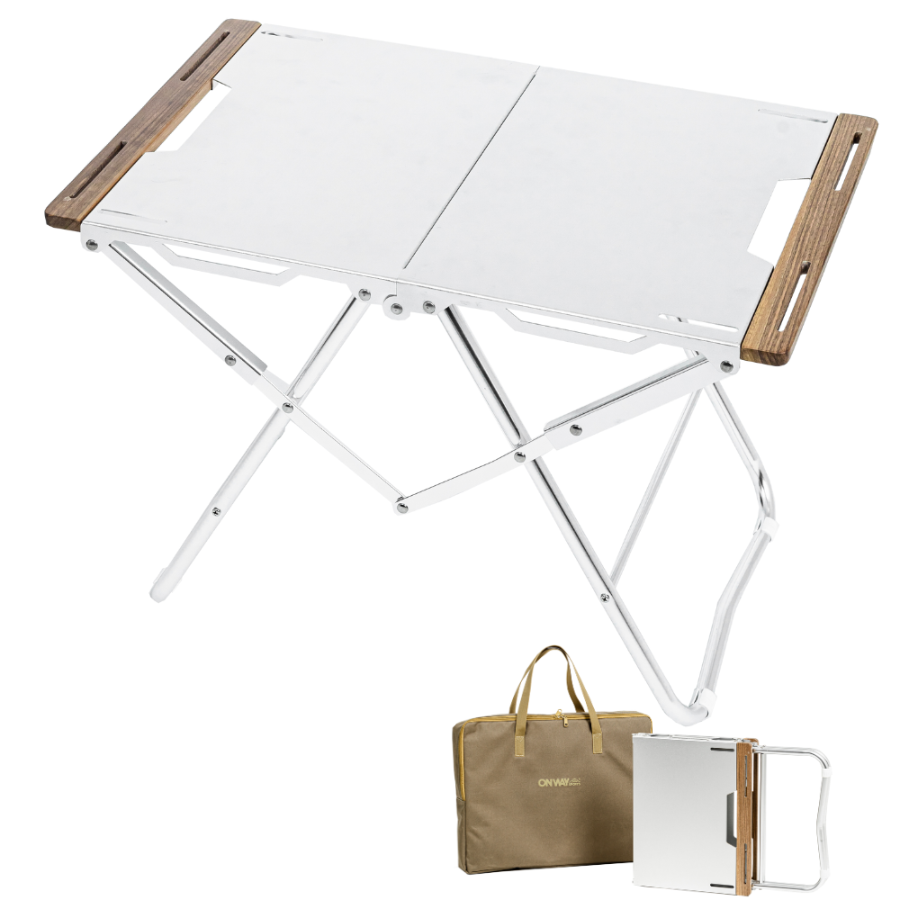 OnwaySports Folding Fire-Pit Table | Sturdy Stainless Steel Low Table