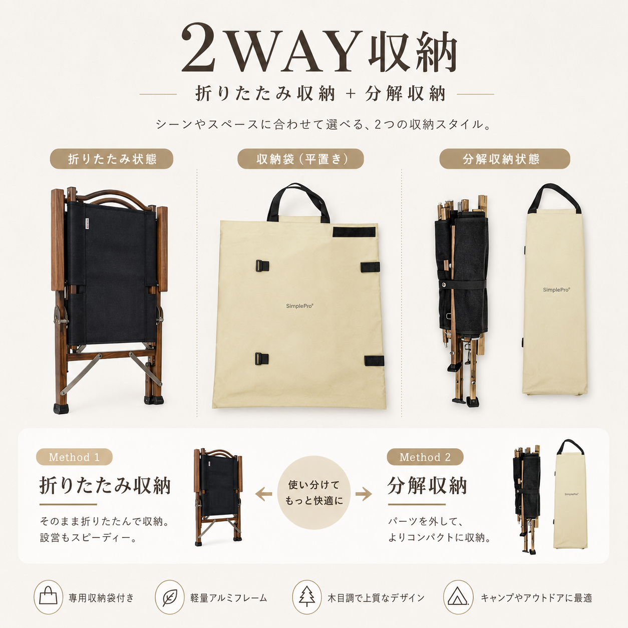 OnwaySports キャンプ ローチェア | 軽量 折りたたみ